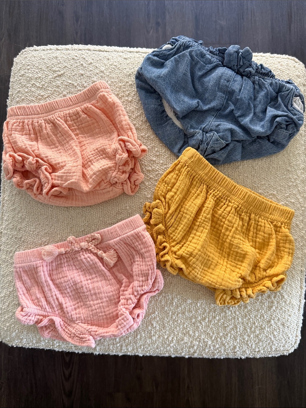 Cute Kids Ruffled Bloomer Shorts - Pink, Peach, Yellow, Blue
